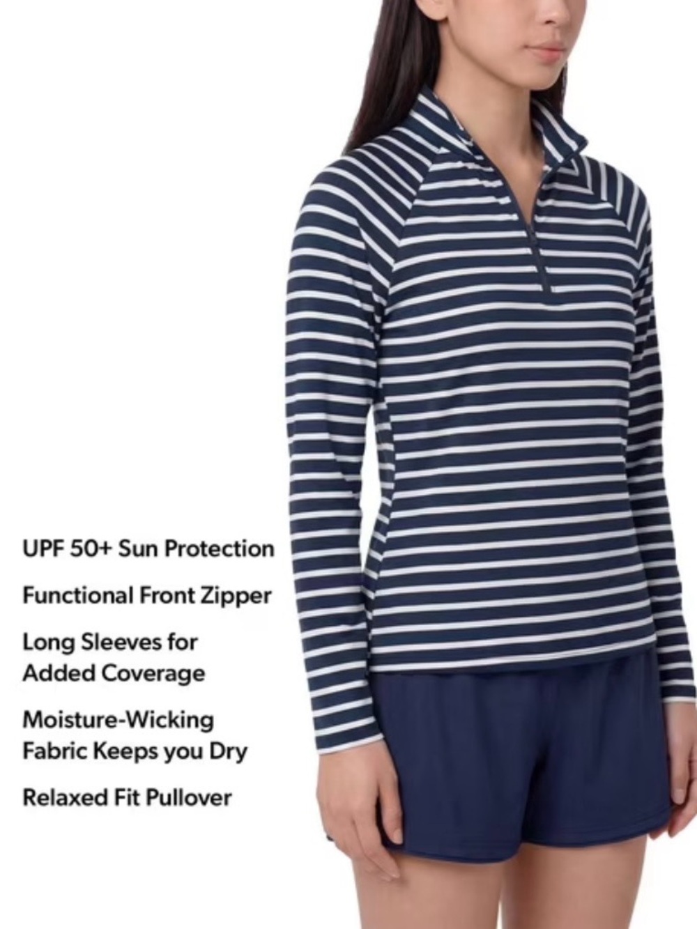 Lands' End Women's Quarter Zip Rashguard 4 Way Stretch/UPF 50/Moisture Wicking